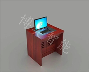 單人位電動翻轉電腦桌(實木油漆
